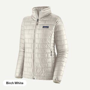 Patagonia Women's Nano puff jacket, birch white, size L